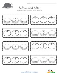 Thanksgiving Before and After Alphabet Worksheet