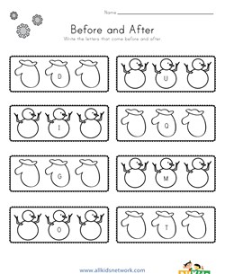 Winter Before and After Alphabet Worksheet