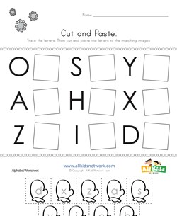 Winter Cut and Paste Letter Matching Worksheet