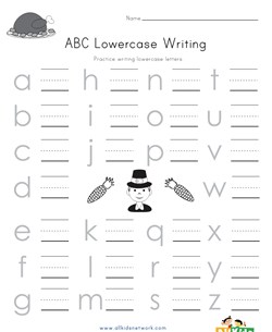 Thanksgiving Lowercase Letters Worksheet