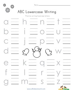 Winter Lowercase Letters Worksheet
