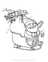 santa in sleigh coloring page