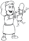 view girl holding doll