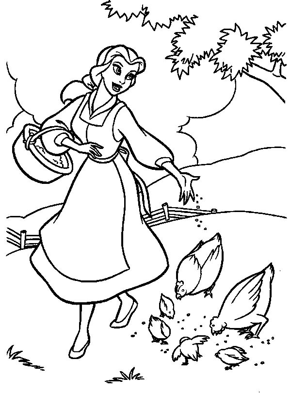 view coloring princess beauty beast belle