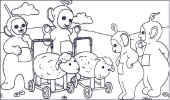 view teletubbies with sheep toys