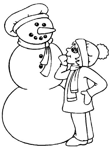 view girl snowman