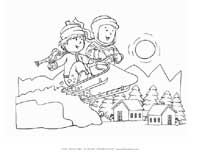 winter sledding coloring page