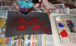 baby painting fireworks craft