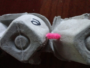 egg carton caterpillar craft step 7