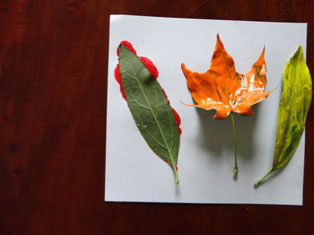 kids painted fall leaves craft