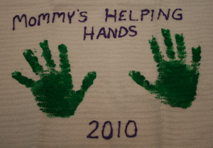 handprint kitchen towel craft