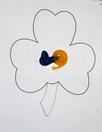 Finger paint shamrock step 1