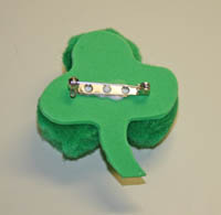 Shamrock pom-pom pin back