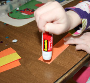 glueing turkey craft