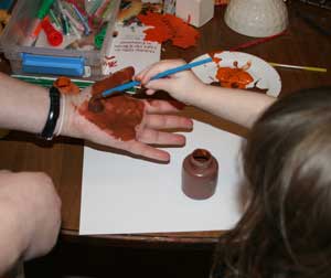 painting hand turkey