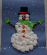 Craft Ideas  Paper on How To Make Your Cotton Ball Snowman Craft