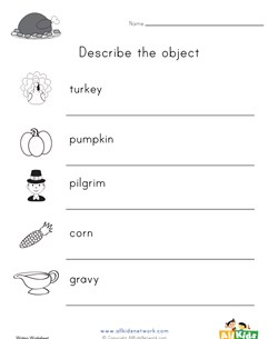 Thanksgiving Adjectives Worksheet