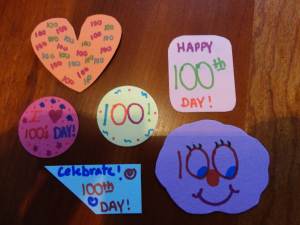 100th day of school sitckers craft