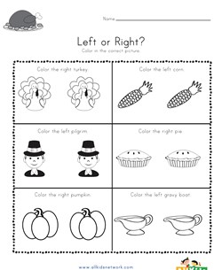 Thanksgiving Left and Right Worksheet