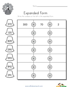 Thanksgiving Expanded Form Worksheet