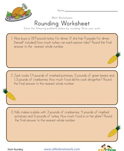 Thanksgiving Rounding Worksheet