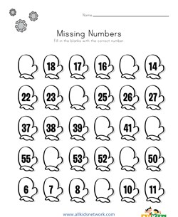 Winter Missing Numbers Worksheet