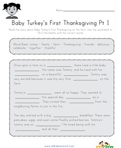 Baby Turkey Cloze Reading