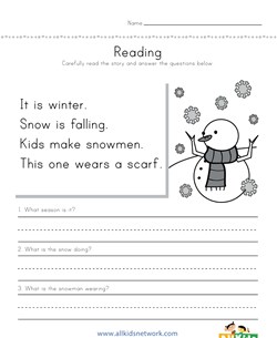 Winter Reading Comprehension Worksheet