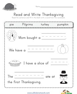 Thanksgiving Read and Write Worksheet