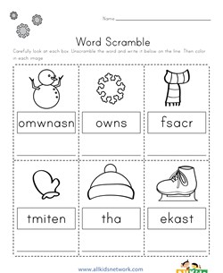 Winter Word Scramble Worksheet