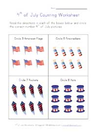 4th of july counting worksheet