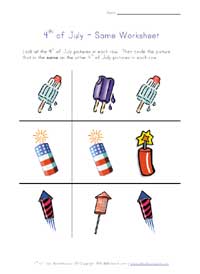 4th of july same worksheet