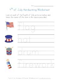 fourth of july handwriting worksheet