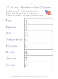 4th of july alphabetical order
