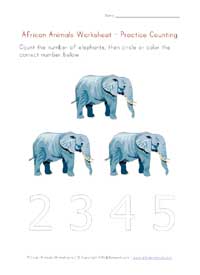 printable africa animals counting to 3