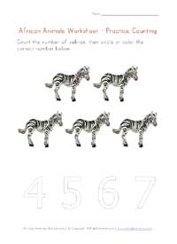 printable african animals counting to 5