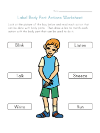 my body actions worksheet