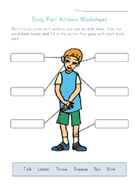 body part actions worksheet