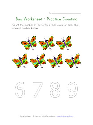 bugs worksheet counting seven