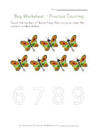 printable bugs counting to 7