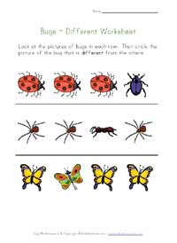 bugs worksheet - different
