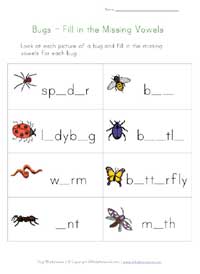 bugs missing letters worksheet