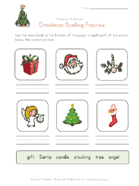 christmas spelling practice worksheet