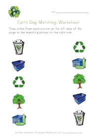 earth day matching worksheet