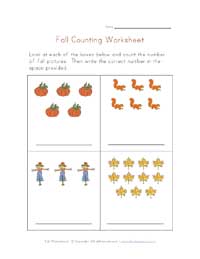 fall counting practice worksheet