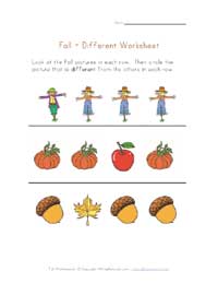 autumn different worksheet