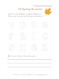 fall spelling worksheet