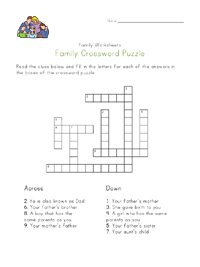 family crossword puzzle