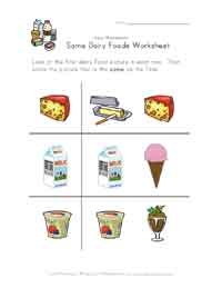 same dairy food worksheet