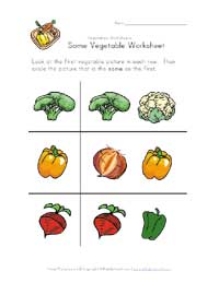 same vegetable worksheet